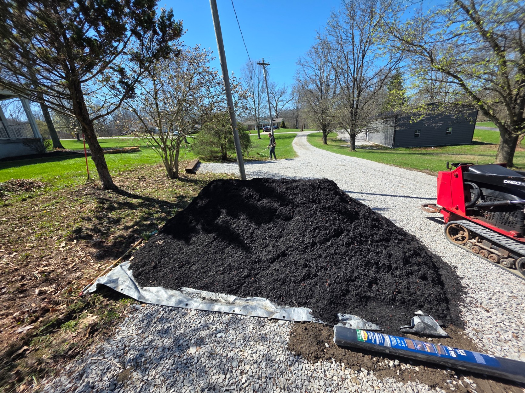 Mulch delivery on a rural job site